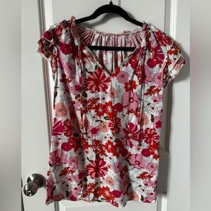 NWOT Floral Pink and Red Women's Top Size Small